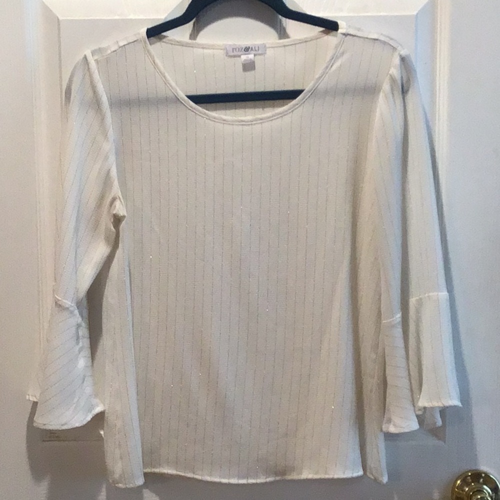 Roz & Ali white/gold bell sleeves